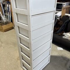 ウッドトップチェスト　クローゼットケース　衣装ケース　収納ボックス　７段　ホワイトの画像