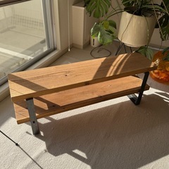 【12/6まで】木製二段ラック　棚　テレビ台　ウッドの画像