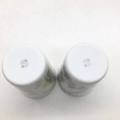 ss8045　アフタヌーンティ 食器セット ビアマグ2個＆耐熱ガラスマグ2個 合計4個セット 白地 金銀 花絵付け 陶器製 フリーカップ ハート柄 ガラス製 マグカップ かわいい オシャレ カップ Afternoon Tea 食器 中古の画像