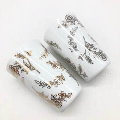 ss8045　アフタヌーンティ 食器セット ビアマグ2個＆耐熱ガラスマグ2個 合計4個セット 白地 金銀 花絵付け 陶器製 フリーカップ ハート柄 ガラス製 マグカップ かわいい オシャレ カップ Afternoon Tea 食器 中古の画像