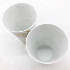 ss8045　アフタヌーンティ 食器セット ビアマグ2個＆耐熱ガラスマグ2個 合計4個セット 白地 金銀 花絵付け 陶器製 フリーカップ ハート柄 ガラス製 マグカップ かわいい オシャレ カップ Afternoon Tea 食器 中古の画像