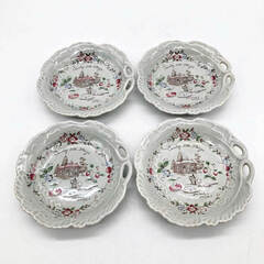 ss8048　洋食器9点セット MITANI カントリーサイドストーリー 長角皿 小皿 レトロガラスコップ レースデザイン カントリー調 アンティーク 食器 かわいい 赤の画像