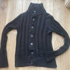 Sook ハイネック リブ編み ニットカーディガン 黒 44の画像