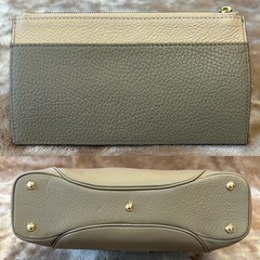 ココセリュックスゴールド2WAYショルダーバッグショルダーバックワンショルダーバッグ肩掛けバッグハンドバッグハンドバッグ鞄カバンかばんポーチセカンドバッグクラッチバッグ書類ケース書類鞄長財布小銭入れコインケースミンク灰色レザー本革牛革カード冊子保存袋レディースの画像