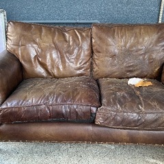 【処分予定】革張りのソファお譲りします！の画像