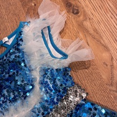 子供　青スパンコールチアリーディングウェア　仮装　パーティー　コスプレ　ドレスの画像