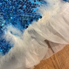 子供　青スパンコールチアリーディングウェア　仮装　パーティー　コスプレ　ドレスの画像