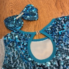 子供　青スパンコールチアリーディングウェア　仮装　パーティー　コスプレ　ドレスの画像