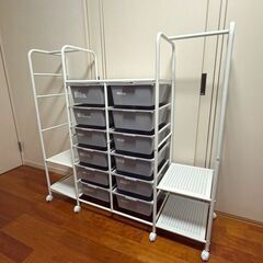 LOWYA ロウヤ ランドセルラック 2人用 ハンガーラック キッズ 子供 収納 キャスター付き 幅125.5cm 2ｘ6タイプ の画像