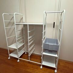 LOWYA ロウヤ ランドセルラック 2人用 ハンガーラック キッズ 子供 収納 キャスター付き 幅125.5cm 2ｘ6タイプ の画像