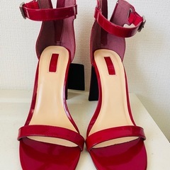 【未使用タグ付き】ハイヒール サンダル　赤の画像
