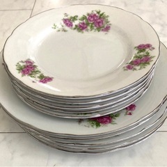 洋皿　平皿　薔薇❓yamatsu 水の跡？有　朝食プレート5　ケーキ皿5 取り皿の画像