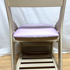 【B437】KOIZUMI/コイズミ　小泉　学習椅子 ハートパープル 木製 キャスター付の画像