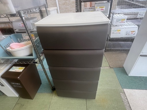 【リサイクルサービス八光】幅54cm　平和工業  チェスト 5段　ブラウン ノーデュス ワイド プラスチック