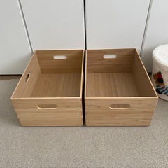 【期間限定】無印良品 重なる竹材長方形ボックス中2個の画像