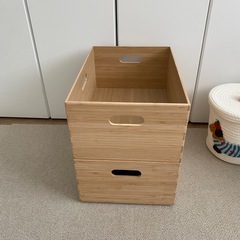 【期間限定】無印良品 重なる竹材長方形ボックス中2個の画像