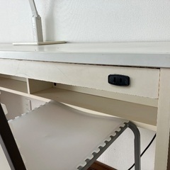 2人用デスク 長机 白 コンセント 幅150cm 奥行45cm 木製の画像