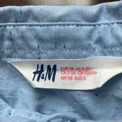 H&M 半袖シャツ ライトブルー 98cmの画像