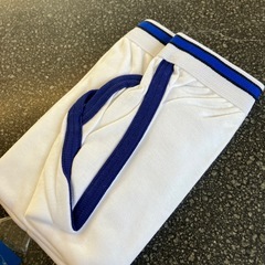 M2511-477 ニット パンツ ブリーフ Mサイズ ホワイト ブルーライン 日本製 未使用品 保管汚れ有りの画像