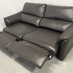 本革電動ソファ 3人掛け 幅約200 USB リビング インテリア レザー パワーシート 中古家具 店頭引取歓迎 R10246の画像