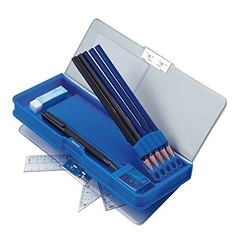 【新品】クツワ 筆箱 ラメプックリ 2ドア 削り付 ブルー SF008BLの画像