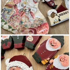 ハンドペイントのクリスマスの飾りとクリスマスの絵本　輸入品の画像