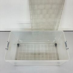 stp-3582　キャスター付き　収納ボックス　41.2×75×32.5cm　フタ付き　蓋　プラスチックケース　深型サイズ　収納ケース　透明　クリアカラーの画像