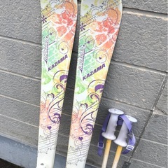 お引取り限定 KAZAMA Winterhigh ROCKER カザマ ロッカー レディースカービングスキー4点セット 板152cm ブーツ25.5cmの画像