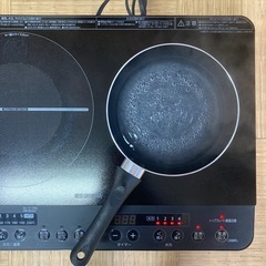 IRIS OHYAMA/アイリスオーヤマ IHK-W13S-B 2口IHコンロ 2021年製 通電OK 動作品 A064の画像