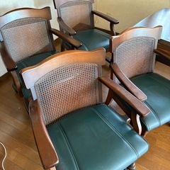 Y1128 ナガノインテリア 回転アームチェア キャスター付　4...