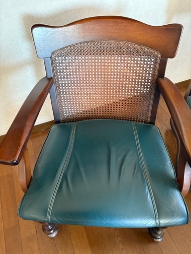 Y1128 ナガノインテリア 回転アームチェア キャスター付 4脚セット