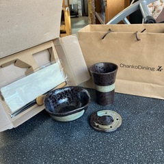 M2511-481 Chanko Dining 若 花田勝 ビアカップ & おつまみ鉢揃い組 未使用品　の画像