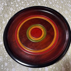 お盆2枚　独楽塗　天領彫の画像