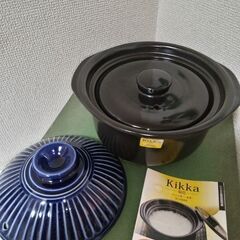 未使用！銀峯陶器(Ginpo) 萬古焼 銀峯 菊花 ご飯鍋 2合炊き 二重蓋の画像