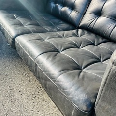 IKEA LANDSKRONA ランズクローナ 2人掛け 2P 2.5P 本革ソファ ヘッドレスト付 ブラック 黒 レザー ハイバック クッション一体型 北欧 モダン インダストリアル / IKEA LANDSKRONA Leather Sofa with Headrest 2 Seater 2.5 Seater Black Modern Nordicの画像