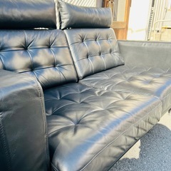 IKEA LANDSKRONA ランズクローナ 2人掛け 2P 2.5P 本革ソファ ヘッドレスト付 ブラック 黒 レザー ハイバック クッション一体型 北欧 モダン インダストリアル / IKEA LANDSKRONA Leather Sofa with Headrest 2 Seater 2.5 Seater Black Modern Nordicの画像