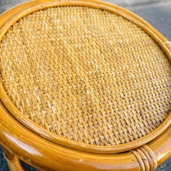 昭和　レトロ ラタン 籐 スツール 丸椅子 ラタンチェア ナチュラル 竹家具 バリ風 アジアン家具 インテリア 什器 rattan stool chair natural asian furniture interiorの画像