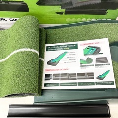 【中古品】パター練習用 約2.5m ゴルフ パッティンググリーン 室内 パターマット パター 練習器具 屋外でも練習できるゴルフマットの画像