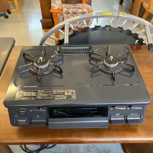 M2511-483 Paloma ガステーブル IC-S87-R LPガス ブラック 2021年製 通電確認済み キズ汚れ有り