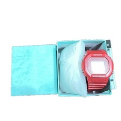 【新品】SPORT WATER RESIST COLD.LIGHT SPORTWATCH レッド　ギフトボックス付きの画像