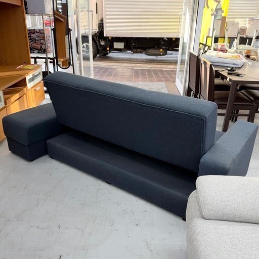 【美品‼️】ニトリ 190cm幅ソファベッド  2~3人掛け 引き出し収納付き 布製♪
