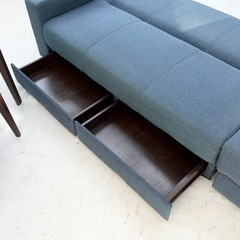【美品‼️】ニトリ 190cm幅ソファベッド  2~3人掛け 引き出し収納付き 布製♪の画像