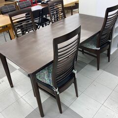 ★リユースのサカイ千葉中央店★  ダイニングテーブル＆椅子4脚SET こげ茶 H70×D80×W170 クリーニング済み TC5526の画像