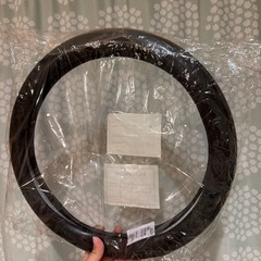 黒レザー調 ステアリングカバー ハンドルカバー 軽自動車サイズの画像