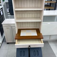 ★リユースのサカイ千葉中央店★  ゴミ箱付き収納 白/茶　一部タイル張り H140×D36×W49 クリーニング済み TC5528の画像