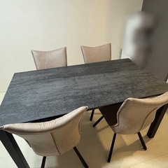 【引き取り限定】ダイニングテーブル 5点セット（セラミック天板／チェア4脚）の画像