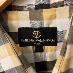 A2511-491 Sablina Valentino 長袖 ボタン ダウン シャツ チェック柄 イエロー系 保管汚れ有りの画像