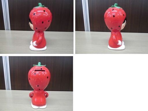 昭和レトロ 内藤ルネ 貯金箱 いちご イチゴ 陶器製 RUNE 初恋のマスコット STRAWBERRY 置物 現状品 苫小牧西店