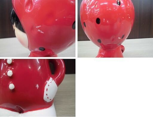 昭和レトロ 内藤ルネ 貯金箱 いちご イチゴ 陶器製 RUNE 初恋のマスコット STRAWBERRY 置物 現状品 苫小牧西店
