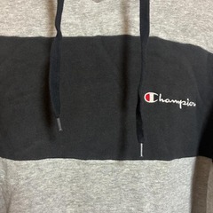 Champion チャンピオン パーカー スウェット L グレー 黒 バイカラー【現金・ネット決済可】の画像